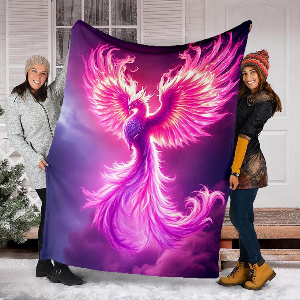 1pc Phoenix Feather Outdoor Flannel Blanket Soft All Season Polyester Throw , Perfect for Picnics & Travel , Picnic Accessory