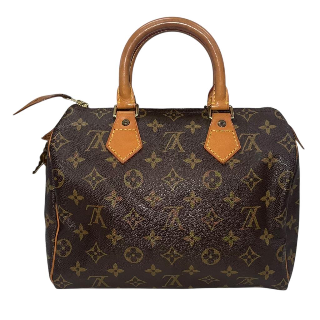 Used Louis Vuitton Monogram Speedy 25 M41528 Boston Bag Brown Authentic 1215