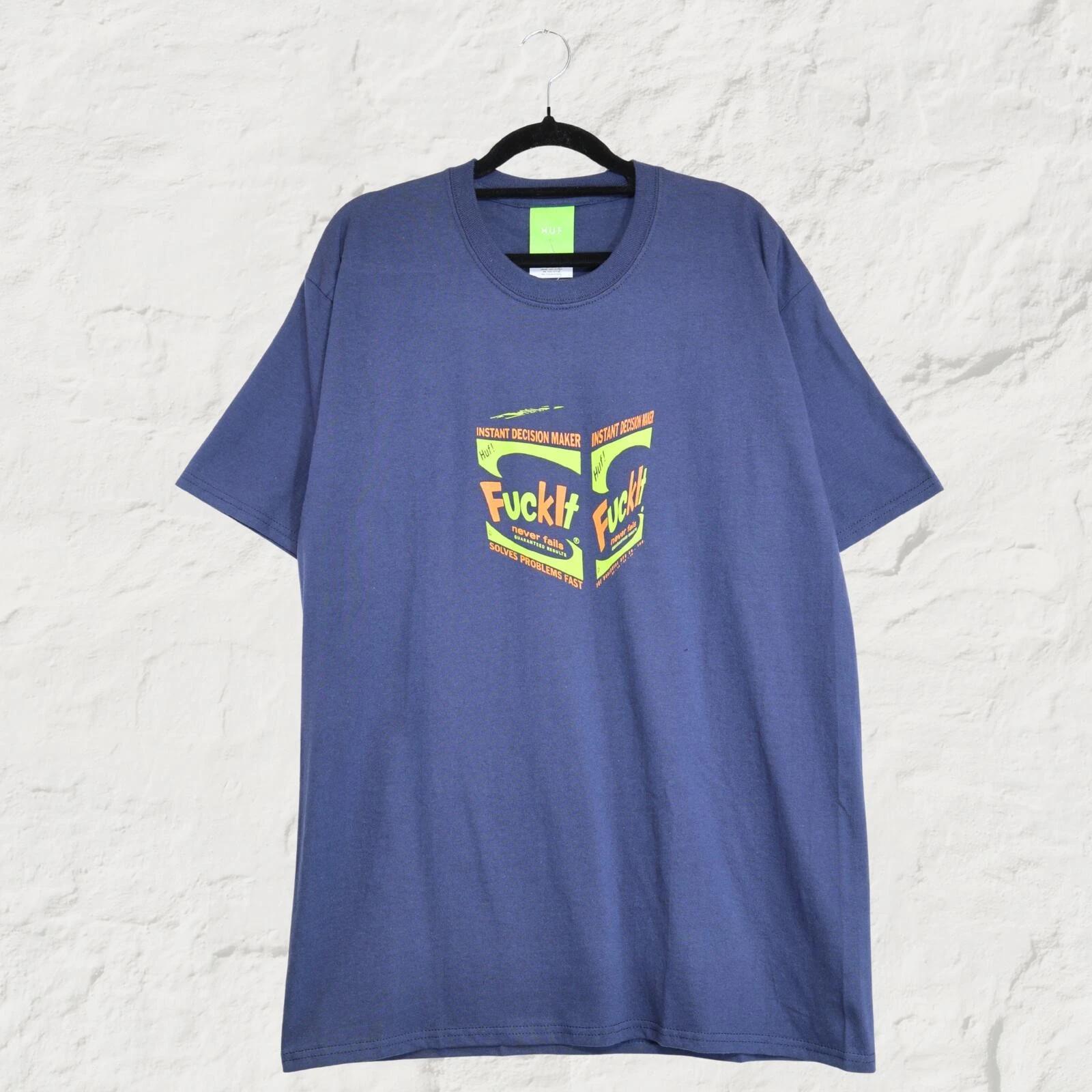 HUF Illo Box Logo Tee Navy Minimal Skate Streetwear T-Shirt L XL