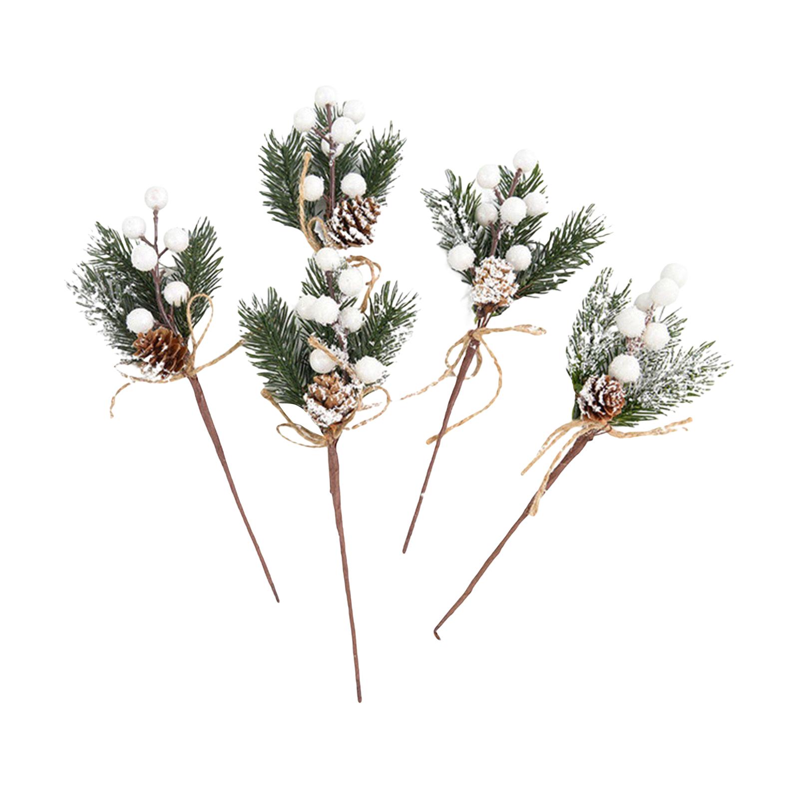 

Mini Artificial Christmas Berries Branches with Rope Floral Picks for Garden DIY Crafts Gifts Flower Arrangements Party Wrapping белый