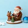 Santa Claus Reindeer Sleigh Resin Figurine Handcrafted Christmas Tabletop Decor Holiday Gift for Family Friends