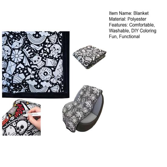 DIY Coloring Blanket Washable Coloring Craft Blanket Color Your Own Blanket Reusable Personalized Art Project