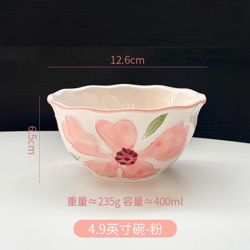 Цветная керамическая миска подглазурной росписи, цветущая японская посуда, ресторанная бытовая тарелка, высокоценная двуручная миска, тарелка «соломенная шляпа»