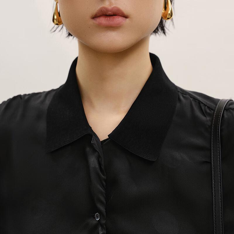 LESS X-Pattern Jacquard Short-Sleeve Lapel Shirt