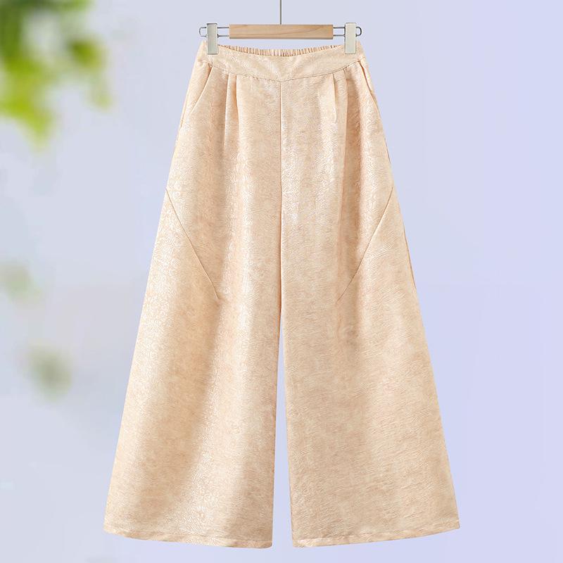 

Spring Retro High-Waisted Chinese Style Wide-Leg Elastic Pants 4XL (155-165 jin) абрикосовый