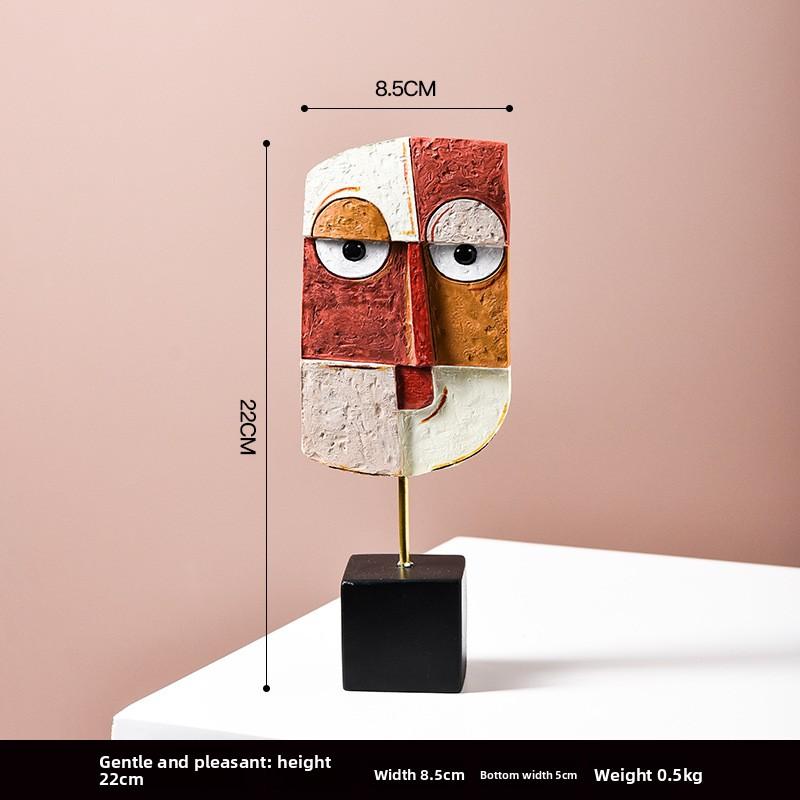 Nordic Style Resin Crafts Abstract Face Art Decor for Living Room Bar Cabinet Wholesale