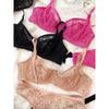 Set de lenjerie intimă franțuzească sexy pentru femei Set de sutien cu broderie din dantelă ultra subțire, confort de vară, sutien respirabil și seturi de lenjerie cu spatele T