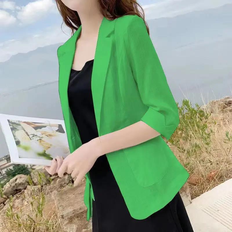 Casual Blazer Lightweight Sun Protection Jacket Women Breathable Thin Short Spring  Suit Petite