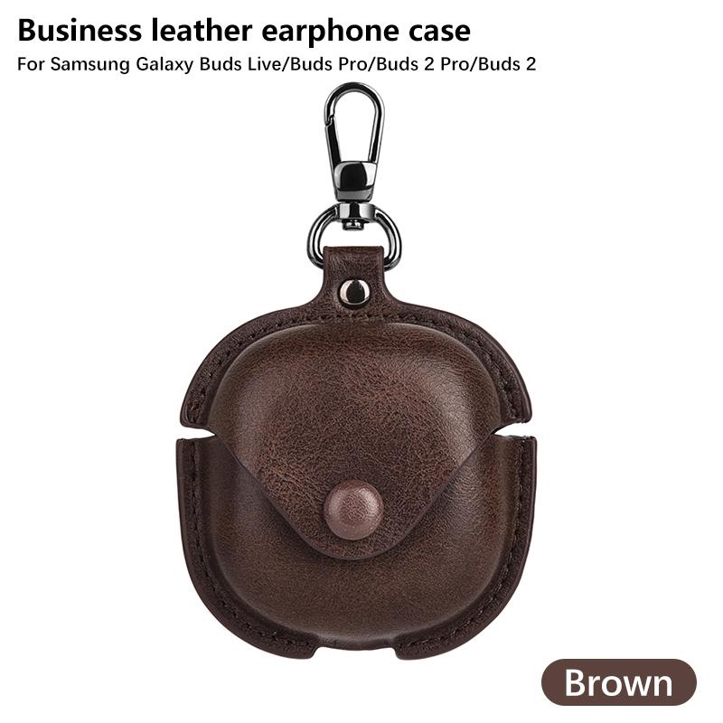 For Samsung Galaxy Buds Live FE 2 Pro Business Leather Earphone Case Cover Headphone Sleeve Solid Color Headphone Case Funda