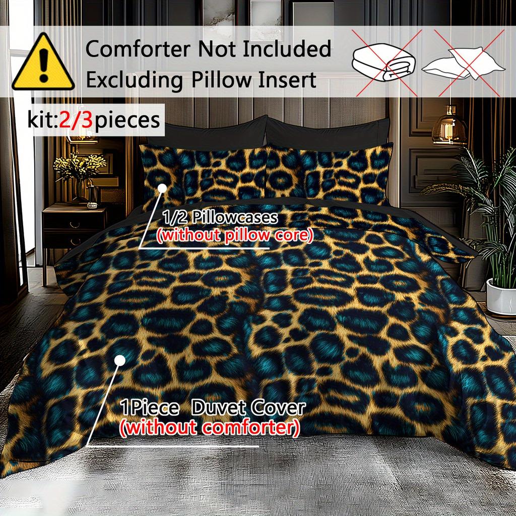 Comforter 3D Digital Printed Featuring A Wild Leopard Print Pattern Suitable For All Seasons Machine Washable
