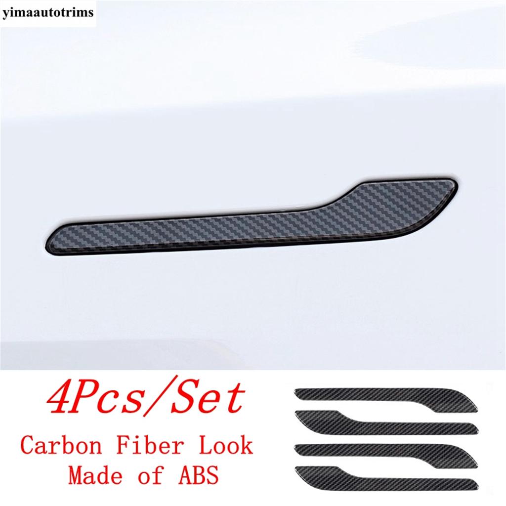Car Outer Door Handle Decoration Cover Trim ABS Black / Stainless Steel Accessories Exterior For Tesla Model 3 Model Y  2024