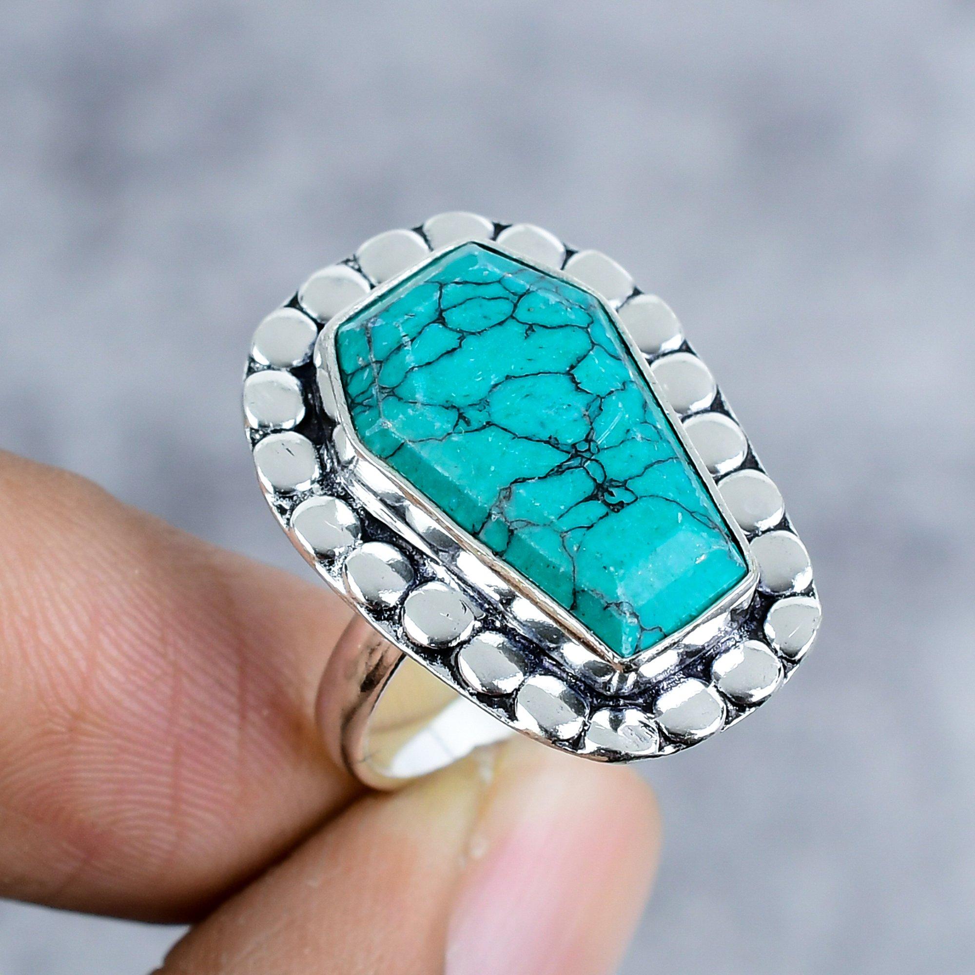 

Santa Rosa Turquoise Gemstone 925 Sterling Silver Jewelry Ring Size 9.5 M-2561