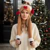 Christmas Elk Airbag Cap Plush Warm Holiday Party Hat Funny Elk Design T with Jumping Ears Polyester Fabric Hats Headdress