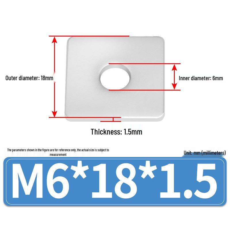 304 Stainless Steel Thickened Square Flat Washers M4-M24