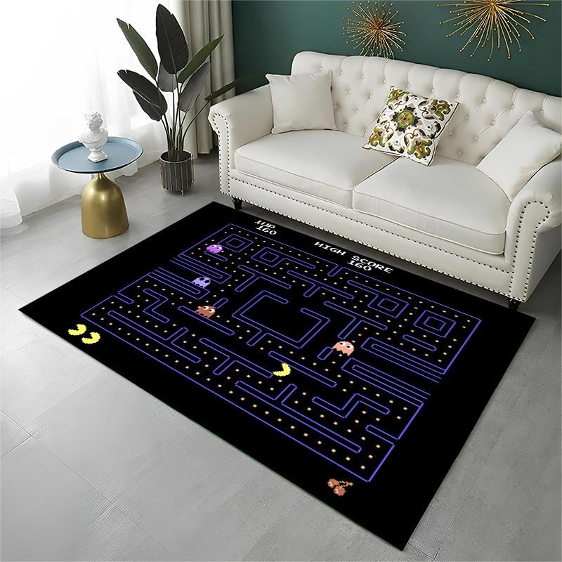 Retro P-Pacman Game Non-Slip Area Rug for Living Room,Bedroom,Playroom,Soft Carpet Floor Mat Home Decor Rug Kids Room Gift