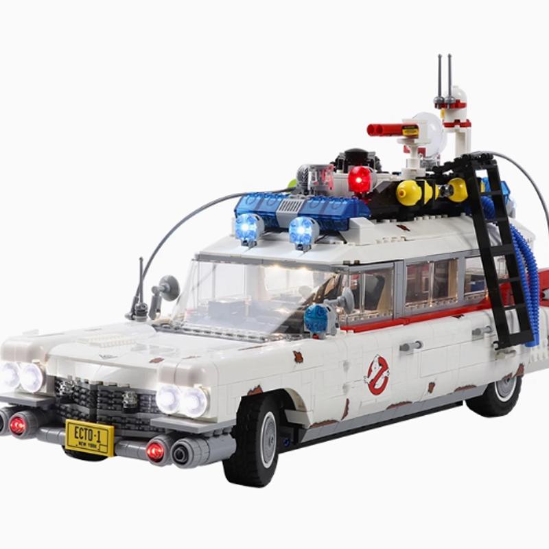В наличии Ghostbuster Ecto-1 Строительные блоки Модель автомобиля Moc Дисплейные кубики для детей Взрослых Игрушки Хэллоуин Рождественские подарки