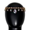 Water Drop AB Color Rhinestone Forehead Headband Chain For Women Adjustable Hair Jewelry Fashion Headpiece Belly Decorations