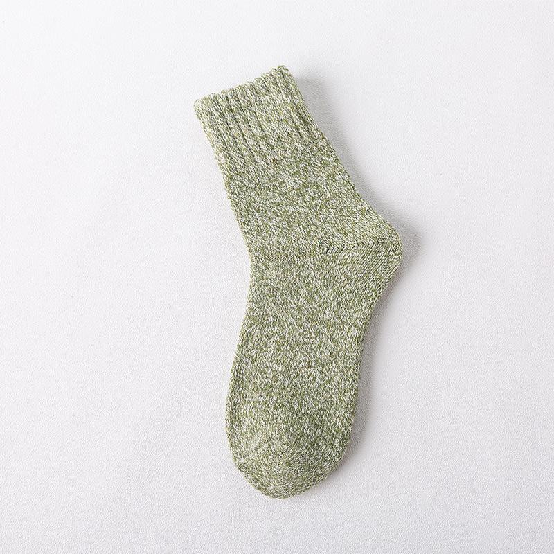 3 Pairs of Winter Mid-calf Socks In Solid Color with Thickened Wool Loops, Warm Women's Rabbit Wool Socks