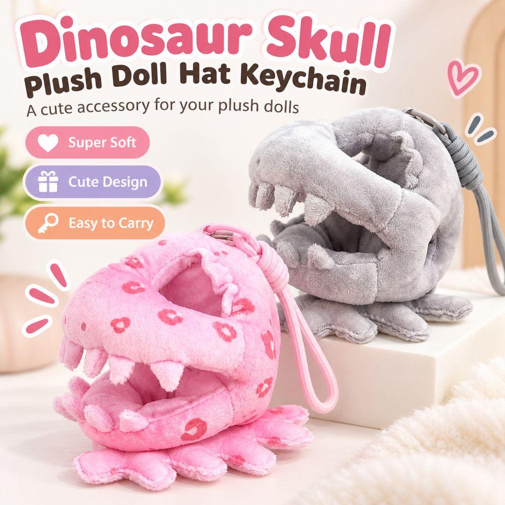 Plush Fabric Dinosaur Doll Headwear Soft Stuffed Dinosaur Keychain Charm Gifts
