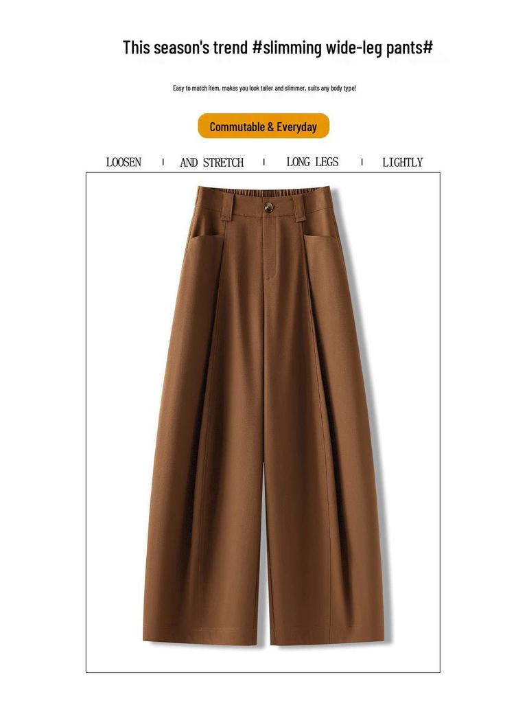 Stylish High-Waisted Wide-Leg Pants 2026: Women's Slimming Casual Spring/Autumn Pants
