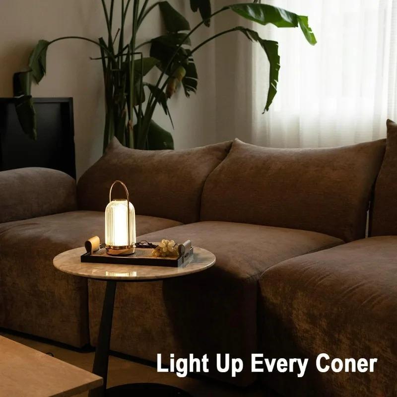 Cordless Table Lamp Rechargeable LED Night Light with 3 Color Stepless Dimming Ambient Lighting Bedside Lamp for Bedroom