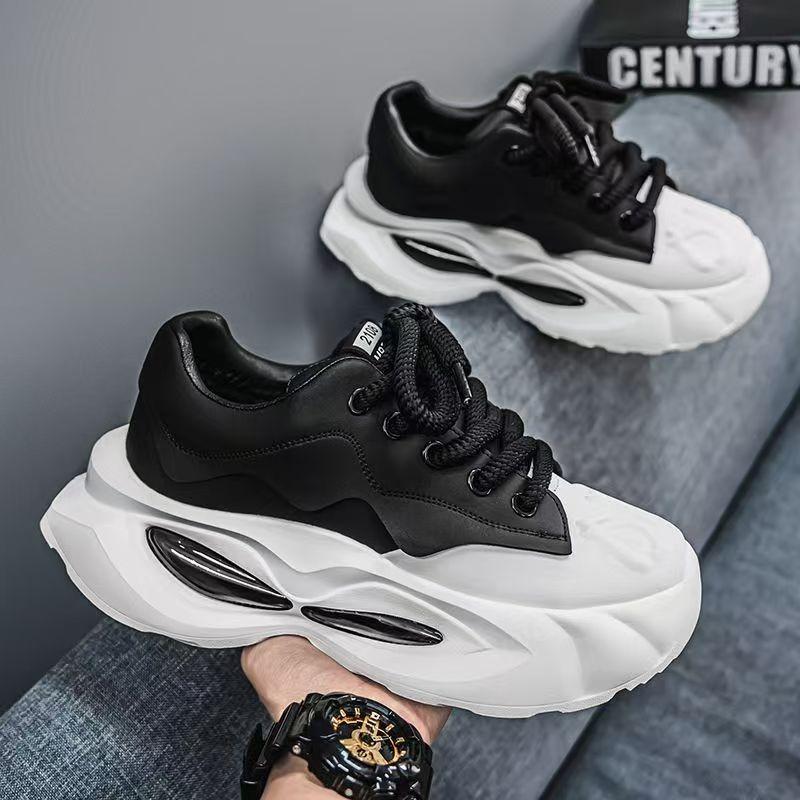 2025New Mens Platform Sneakers Designer Sneakers for Men Microfiber Leather Upper Height Increased Platform Casual Shoes