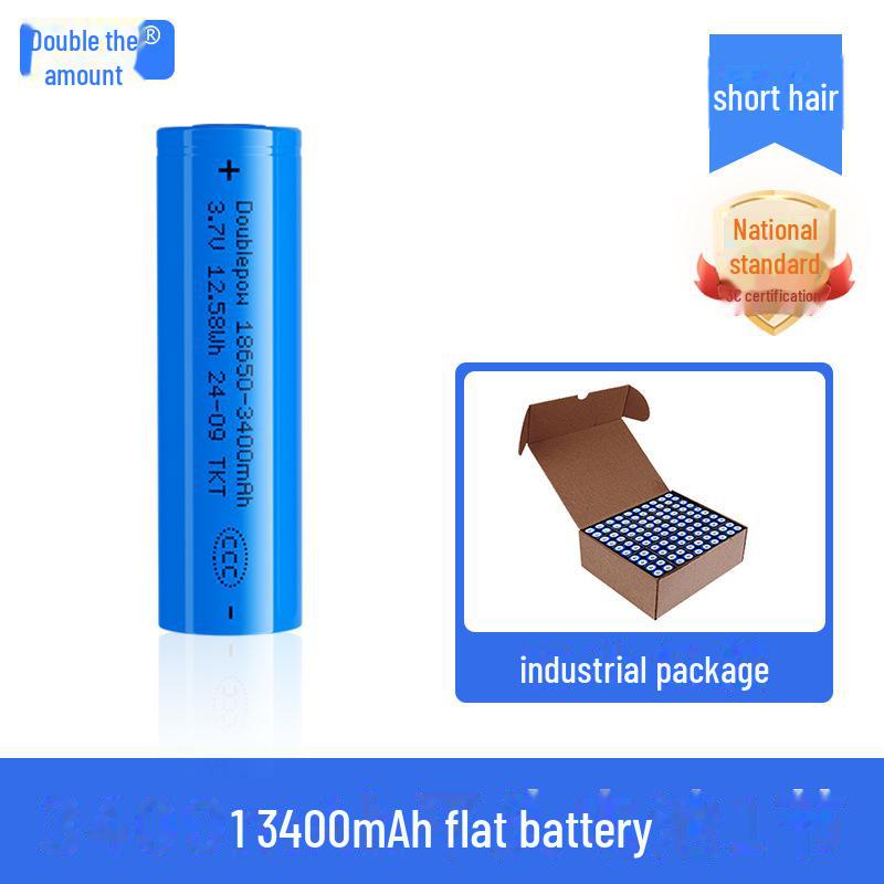 3.7V 3400mAh Lithium Battery Pack for Flashlight/Headlamp, Rechargeable 18650