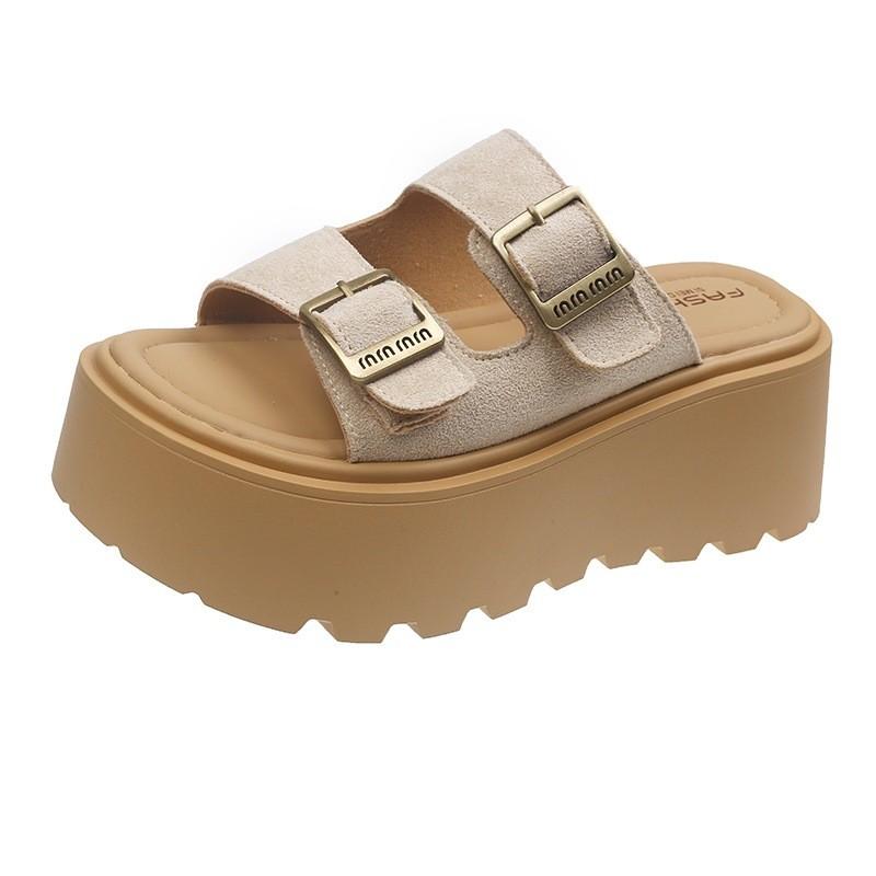 Thick Metal Buckle Soled Summer Women Slippers For Wear Daily