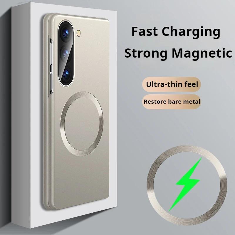 Ultra Thin Matte Metallic Paint Magsafe Phone Case for Samsung Galaxy Z Fold 7 6 5 4 Magnetic Wireless Charge Shockproof Cover