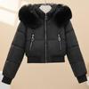 Fashion Winter Woman Coats Hooded Faux Fur Collar Thick Warm Short Parkas Loose Women's Jackets