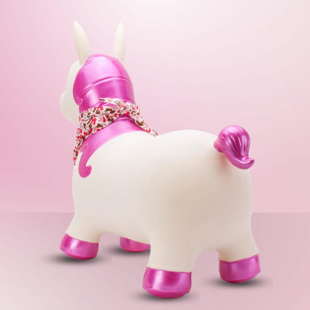 Children's Jumper for Jumping with Pump Unicorn White with Shiny Horn with Bandana