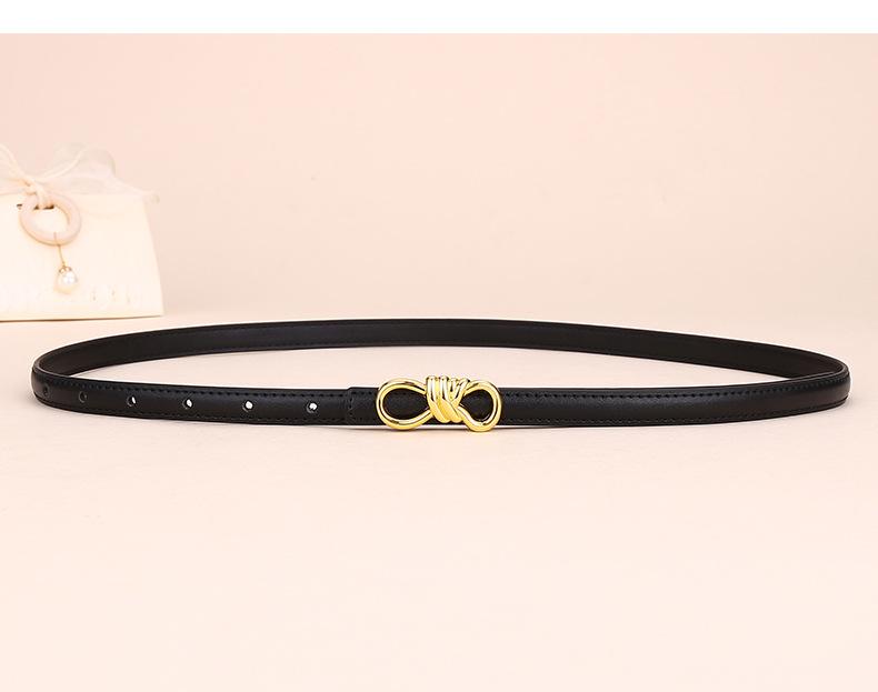Women's Leather Belt with Rope Knot, H Buckle, Thin Waistband - 2026 Fashionable Accessory