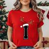 Unisexs Tshirt Christmas Alphabet Fashion Print Tshirt Short Sleeve Fashion Street Top Santa Hat Reindeer Christmas Party Top