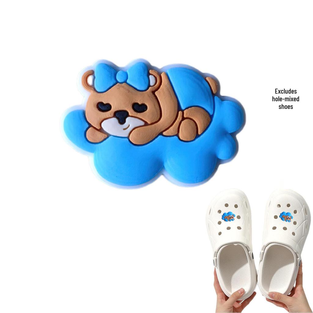 Blue Cartoon PVC Shoe Buckle: Cute Detachable Ornament for Hole Shoes