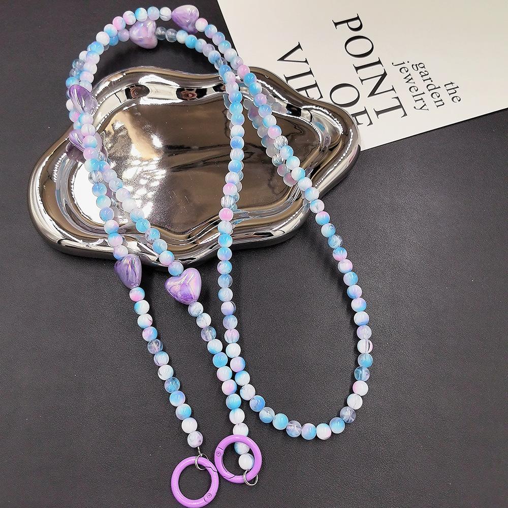 Beaded Love Crossbody Chain Phone Lanyard: Stylish Gift for Women with Pearl Pendant. Perfect for Keeping Your Phone Close At Hand!