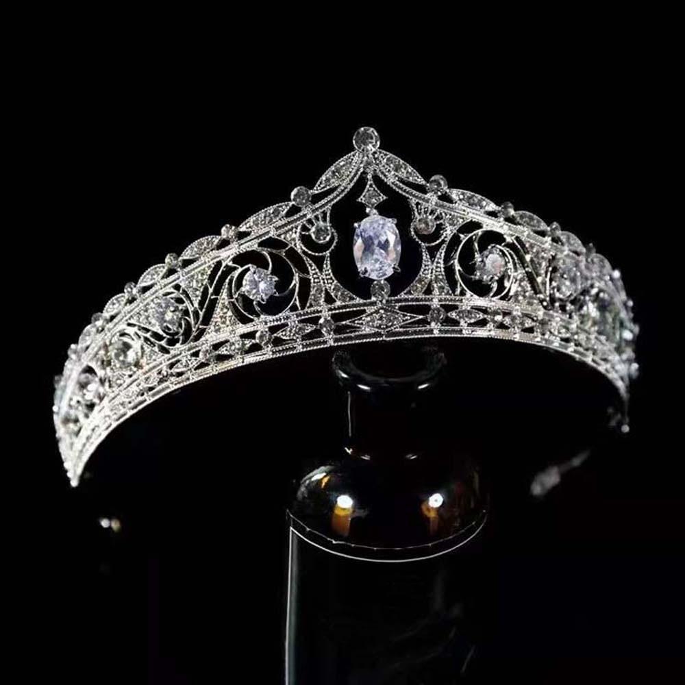 Vintage Crown Hair Accessory Elegant Princess Rhinestone Tiara Exquisite Bride Silver Crown  Party