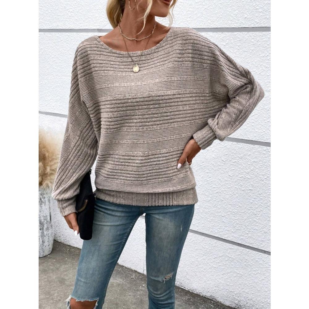 Women's Sweater Fall/Winter Casual Sweatshirt Women's Solid Color Top Long-Sleeve Crew Neck Patchwork Pullover T-Shirt