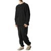 Arcade Warm Fleece Loungewear Winter Crew Neck and Easy Size Black Men's Set, Pajamas, Sweatshirt, Pants, L,
