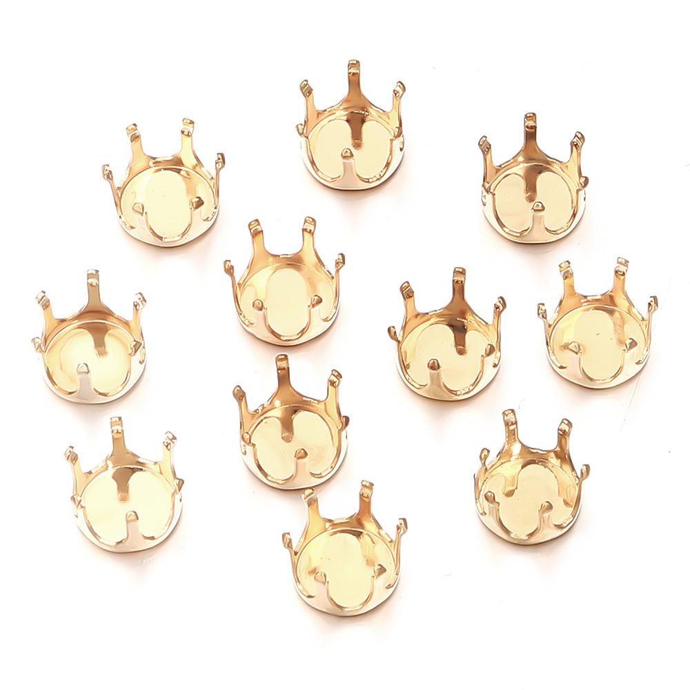 20-100pcs Square Round 4 5 6 7 8 10mm Crystal Glass Cabochons Base Metal Claw Settings Stud Earring Base Cabochon Came Tray