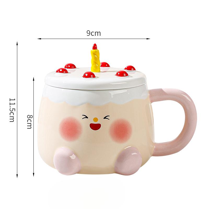 High Value Cartoon Ceramic Mug Home Large Capacity Breakfast Milk Cup Creative Personality Cake Cup