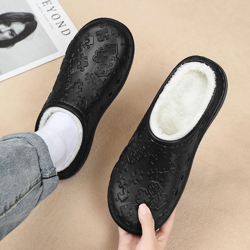 New Winter Unisex Home Cotton Shoes Warm Plush Slippers Couple's Indoor Anti-slip House Slides Men And Women Soft EVA Shoes