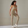 New Seamless Yoga Suit, High Waist Peach Hip Tight Pants Set, Cross Back Bra Set, Sweat Absorbing Running Fitness Two-Piece Set For Women