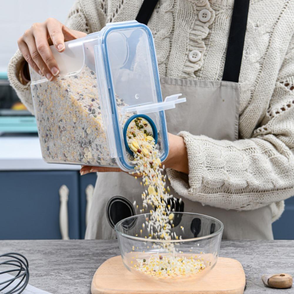 Cereal Storage 4liter Container Airtight Moistureproof Insect Proof Rice Bucket Food Storage Box Plastic Transparent Sealed Tank