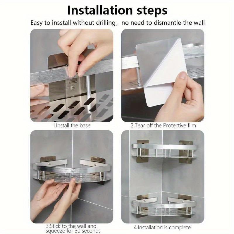 1 Pc Bathroom Shelves No-drill Wall Mount Corner Shelf Shower Storage Rack Holder for WC Shampoo Organizer Bathroom Accessories