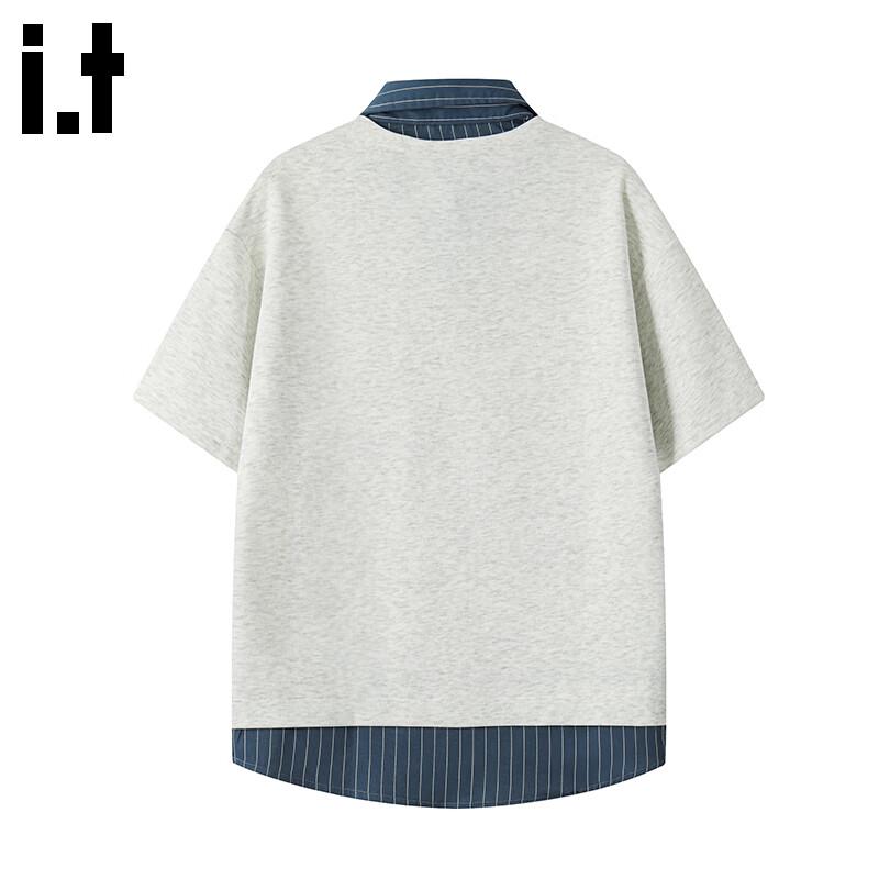 :CHOCOOLATEit Men's Striped Faux Two-Piece Polo T-Shirt