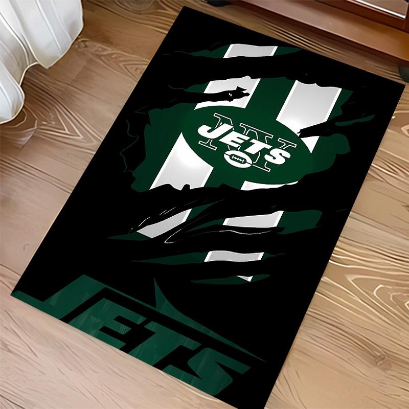 New York Jets Logo Print Area Rug - Soft, Washable Non-Slip Indoor Mat for Office Chairs, Living Room, Home Office Decorative Rug