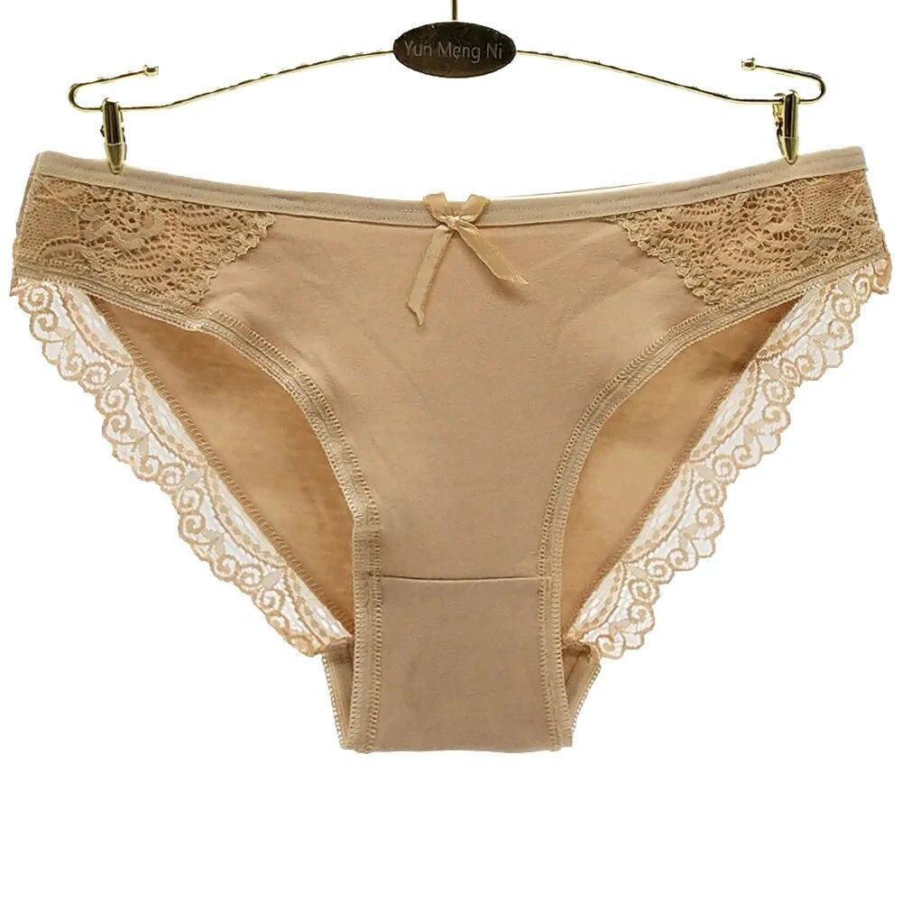 Ropa interior de mujer, bragas de encaje sexis de algodón, bragas de cintura baja para niñas, bragas para mujer, lencería, 6 unids/set