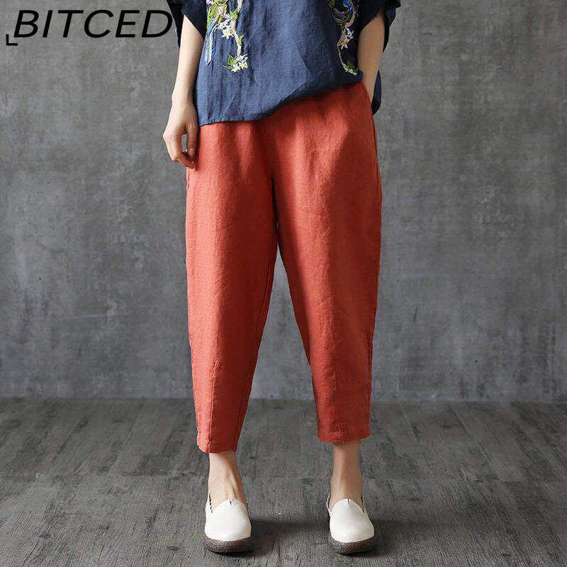 BITCED Plus Size Elastic Waist Harem Pants for Women