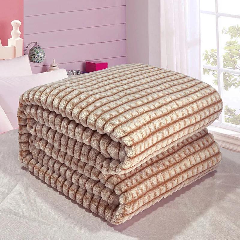 Cozy Throw Blanket Embossed Throw Blanket Cozy Double-sided Coral Plush Flannel Blanket for Home/Travel/Office Super Soft Fluffy 70x100cm 1pcs