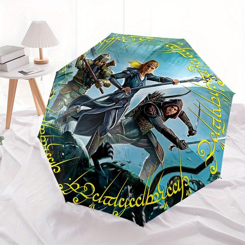 Fantasy Warriors: Epic Battle Scene StickerUmbrella, Portable 3-Fold Compact Umbrella for Men & Women Gift